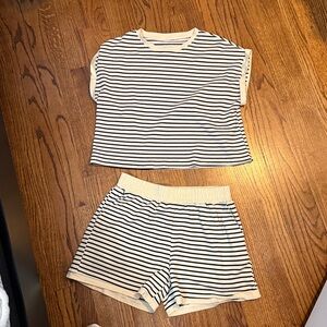 Striped Black and White Top and Shorts Set